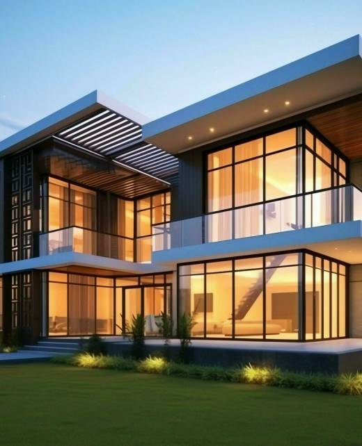 beautiful-modern-house-exterior-with-grass-field-modern-residential-district-and-minimalist-building-concept-by-ai-generated-free-photo